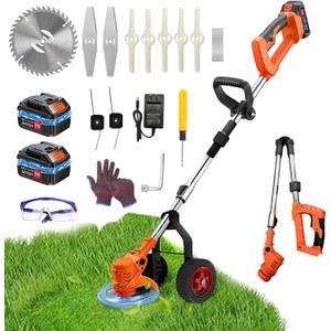 Cordless Weed Wacker Electric Weed Eater 21V Battery Powered Lightweight Foldable Stringless Grass Trimmer/Edger Lawn Tool/Brush Cutter 3-in-1 Lawn Mower Grass Edger for Yard Garden