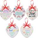 Eaasty 5 Pcs Thank You Gifts for Women Teacher Preschool Daycare Teacher Appreciation Gifts Ceramic Round Heart Thank You Plaque for Teachers Week Gift Office Desk Decoration(Heart Style)