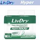 LivDry High Absorbency Pad Insert for Incontinence Briefs and Adult Diapers, Women and Men, Hyper 1600 (30 Count)