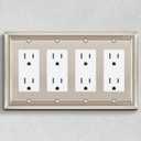 Henne Bery Sunken Pearls Heavy Duty Decorative Wall Plate Switch Plate Outlet Cover (Quad Decorator, Satin Nickel)