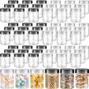 Sliner 59 Pcs 8 oz Plastic Jars with Lids Clear Round Leakproof Storage Containers Empty Refillable Plastic Mason Jars for Travel Storage Face Creams Kitchen Household Food Spice (Clear And Black)