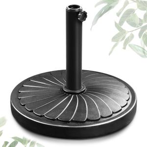 FRUITEAM 17.7" Patio Umbrella Base, 30-lbs Heavy Duty Round Market Table Umbrella Base Outdoor Stand with Antioxidant Spray Coating Steel Pole, for Garden, Yard, Pool, Deck