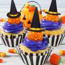 NUOBESTY 10Pcs Mini Felt Witch Hats, Wine Bottle Decor Wine Bottle Toppers Miniature Witch Hat Caps for Halloween Decor, DIY Projects, Dolls, Cupcakes (Black)