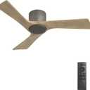 2 x WINGBO 42 Inch Ceiling Fan without Light, 6 Speed Remote Control, Low Profile Flush Mount Modern Ceiling Fan No Light, Quiet Reversible DC Motor, Wood Blades, Charcoal Gray, for Bedroom, Kitchen