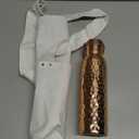 Copper Water Bottle (34oz/1000ml) w/a Carrying Canvas Bag | 100% Pure Copper Bottle for Drinking Water | Lab-Tested, Heavy Duty & Leak-Proof | Authentic Ayurvedic Copper Water Bottle