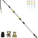 Buyplus 22FT Reach Telescoping Gutter Cleaning Tools 4-16FT Rain Gutter Cleaner Tools from Ground with 3/4" Brass Garden Hose Shut Off Valve, Bendable Flexible Water Wand for Garden Hose, Window