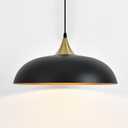 17.7" Large Pendant Light Fixtures, Dome Black and Gold Pendant Lights,Adjustable Pendant Lamps for Dining Room,Kitchen Island, Black and Gold + 18in
