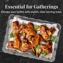 Prestee 12-Pack Serving Tray - 9x13 Inches Disposable Rectangular Plastic Food Tray for Parties and Events - Clear Platters for Dessert Table Displays, Appetizers, Snacks, and More