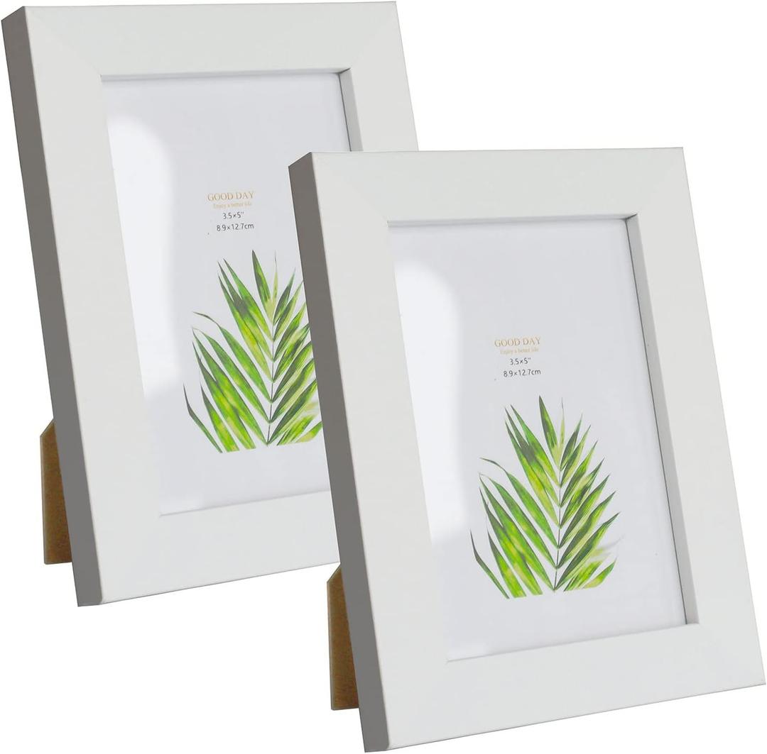 Frame for 3.5x5 inch Photo White Frame MDF Picture Frame 2 Pack for Tabletop and Wall
