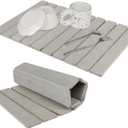 Large Stone Dish Drying Mat for Kitchen Counter, Eco-friendly, Instant Drying Pad,Diatomaceous Earth Water Absorbing Mat, Foldable and Super Absorbent Dish Drying Stone Mat, 24"16", Warm Gray (23.2" x 15.4")