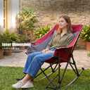 SUNNYFEEL Oversized Folding Rocking Camping Chair Fully Padded Patio Chair Red Portable Outdoor Rocker High Back Portable Lawn Recliner with Side Pocket Camp Rocker Chairs Heavy Duty 500 LBS, 107L x 95W x 55/92H cm