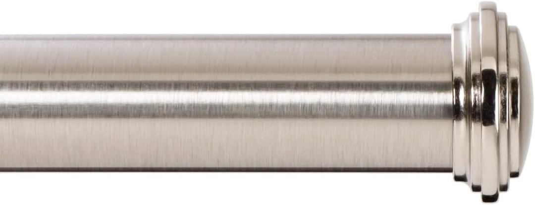 Ivilon Window Curtain Rod Decorative End Cap Design, 1 Inch Rod, 72 to 144 Inch. Brushed Nickel