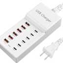 USB Charging Station 50w10A 12 Ports Multiple Charging Block, USB C Strip for iPhone 13/14/15/16/Smartphone/Tablet/Watch/Headphones and Multiple Charger Plug