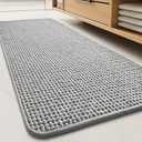 tchidio Soft Chenille Bath Mat-Super Absorbent Bathroom Mat Quick Dry- Rubber Backed Bath Mats for Bathroom Floor Non Slip- Machine Washable Bathroom Rugs Front of Bathtub, Shower Room, Sink-2435-GREY