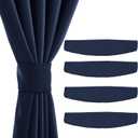 NICETOWN Strong Magnetic Curtain Tie Outdoor Elegant Decorative Tie Modern Curtain Solid Color Tie Drape (Navy Blue, 11.8 X 4 Inches, Set of 4)
