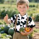 COSLAND Boys and Toddlers' Animal Print Shirt Kids Cotton Button Down Top, 2T-Large (S)