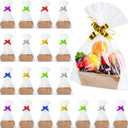 Fainne 74 Pcs Baskets for Gifts Empty Bulk DIY Empty Gift Basket Include 20 Kraft Cardboard Tray with Handles 30 Bags 24 Bows for Christmas Thanksgiving Birthdays Snacks Party, 8" x 6" x 3"(Brown)