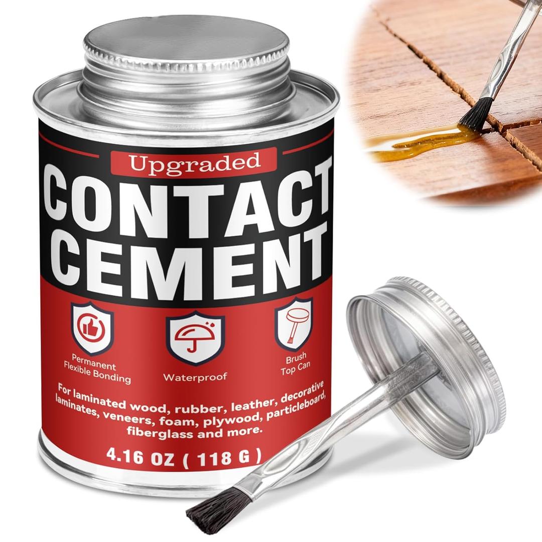 Contact Cement Adhesive 4.16 Oz, High Performance Neoprene Contact Adhesive with Brush, Flexible & Strong Bonding for Woodworking, Leather, Furniture Repairs and DIY Crafts (LDXJ-W01)