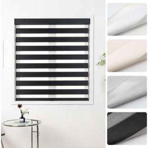 Cordless Zebra Blinds for Windows, 28" W x 72" H, Black | Light Filtering Roller Window Shades, Dual Layers Zebra Shades, Cordless Safety Design, Free-Stop Pull Down, Modern Style