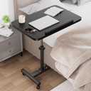 Adjustable End Table Overbed Bedside Table with Wheels, Portable Computer Stands Movable Desk Computer Table Hospital Bed Table for Couch for Bed Laptop Stand,Black