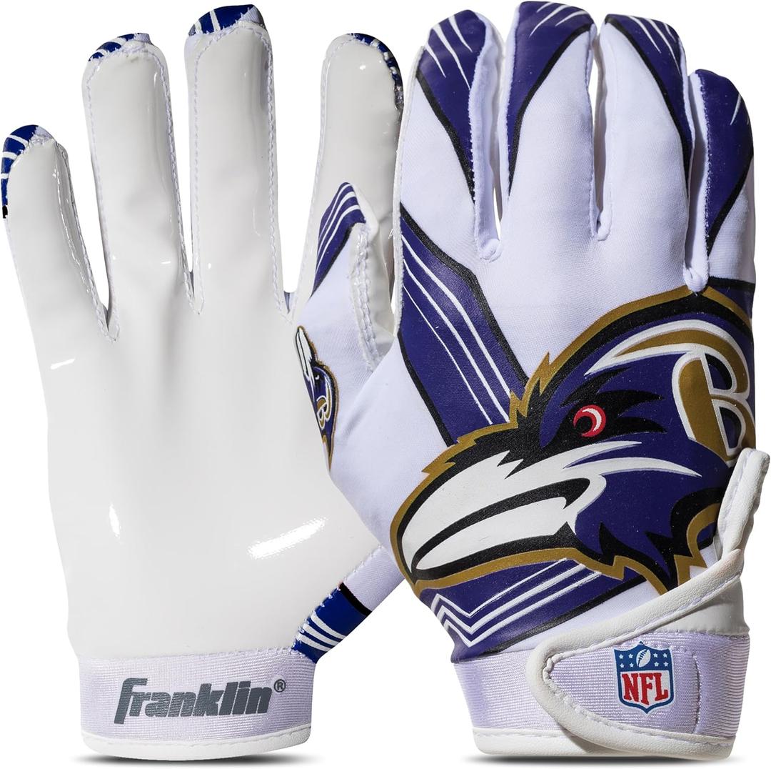 Franklin Sports Youth NFL Football Receiver Gloves - Kids Football Gloves Pair - NFL Team Logos and Silicone Palm (Youth Medium/Large)