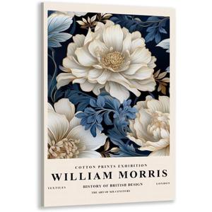 TrhjumpQx William Morris Wall Art William Morris Poster Blue floral art William Morris Prints Exhibition Print Posters Vintage Wall Art Poster for Living Room Bedroom 16x24inch Framed (16L" x 24W")
