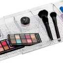 mDesign Expandable Makeup Organizer for Bathroom Drawers, Vanities, Countertops: Organize Makeup Brushes, Eyeshadow Palettes, Lipstick, Lip Gloss, Blush, Concealer - Adjustable Width - Clear (Pack of 1)