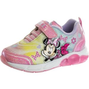 Disney Girls Minnie Mouse Light Up Laceless Running Shoes (Size 8 Toddler ) (Pink Multi)