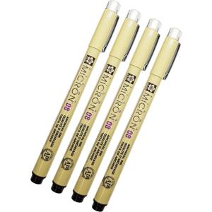 Sakura Pigma Micron 08 Black Pen 0.5mm Line Width Pack of 4 (08)