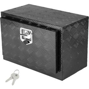 VEVOR Underbody Truck Box, 24" x 14" x 16" Pickup Storage Box, Heavy Duty Aluminum Diamond Plate Tool Box with Lock and Keys, Waterproof Trailer Storage Box with T-Handle Latch for Truck, Van, Trailer (Black)