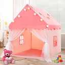 EagleStone 2-in-1 Kids Tent,Large Play Tent with Padded Mat and Lights,Kids Playhouse with 2 Doors & 4 Windows,2 Large Side Pockets,Indoor Outdoor Kid Play Tent for Toddlers,53" x40" x 51" (Double Door White)