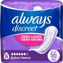 Always Discreet Adult Incontinence Pads for Women, Drier, 6 Drop Regular Length, Extra Heavy Absorbency, Pads for Bladder Control Management, Bladder Leaks, & Postpartum Pads, 66ct