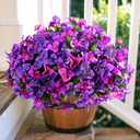Artificial Flowers Plants for Outdoors Spring Summer Decor, 4 Bundles Fake Bougainvillea Silk Outside Flowers UV Resistant Look Real for Outdoor Planter Patio Porch Window Garden Home, PurpleFuchsia