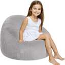 COMAX Bean Bag Chairs for Kids, Toddler BeanBag Sofa with Filler Bean Couch Stuffed for Boys and Girls, Lazy Floor Chair for Playroom, Nursery Room, Light Grey