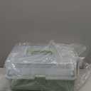 12.9in Three-Layer Multipurpose Storage Box with Handle Portable Tackle Box Folding Art & Craft Case Sewing Supplies Organizer for Makeup, Medicine, Nail, Hair Accessories (Haze Green) (Large)