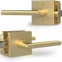 Mega Handles Prime Passage Lever Door Handle for Closet or French Doors, Single Side Door Levers, Fits All Standard Door Sizes, Exposed Screws Included - Satin Brass (1 Pack) 5''