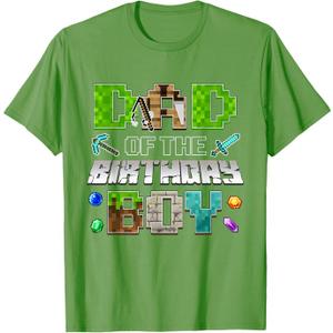 Dad of The Birthday Boy Funny Gaming Birthday Pixel Party T-Shirt Small