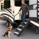 KUAFU RV Handrail Compatible with Any Generation 3 Triple Or Quad Solid Step for 5th Wheel Rvs Travel Trailers Steel 3 or 4 Step, Rails for RV Stairs Replace for STP214-121H Steel