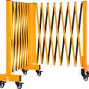 16.5FT Expandable Barricade Gate, Expandable Metal Barricade Gate Alloy Fence and 270 Degrees Direction Adjustment with Wheels, for Industrial or Residential Use (Yellow)