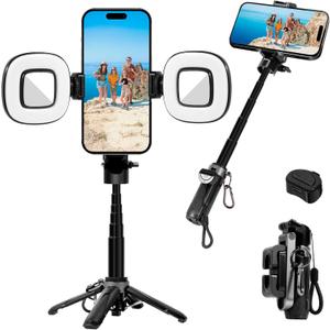 3-in-1 Mini Tripod, Selfie Stick for iPhone, Tripod for iPhone with Remote Control, Lightweight Travel Tripods for Selfie Video Recording, Compatible with 4-7 Inch iOS/Android Phones