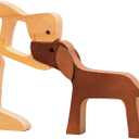 Pawfect House Wooden Pet Carvings, Whimsical Statues Home Decor, Handmade Man and Dog Figurines, Dogs Statue Home Decor, Christmas Shelf Decor, Birthday Gifts for Men, Dog Dad, Pet Lovers