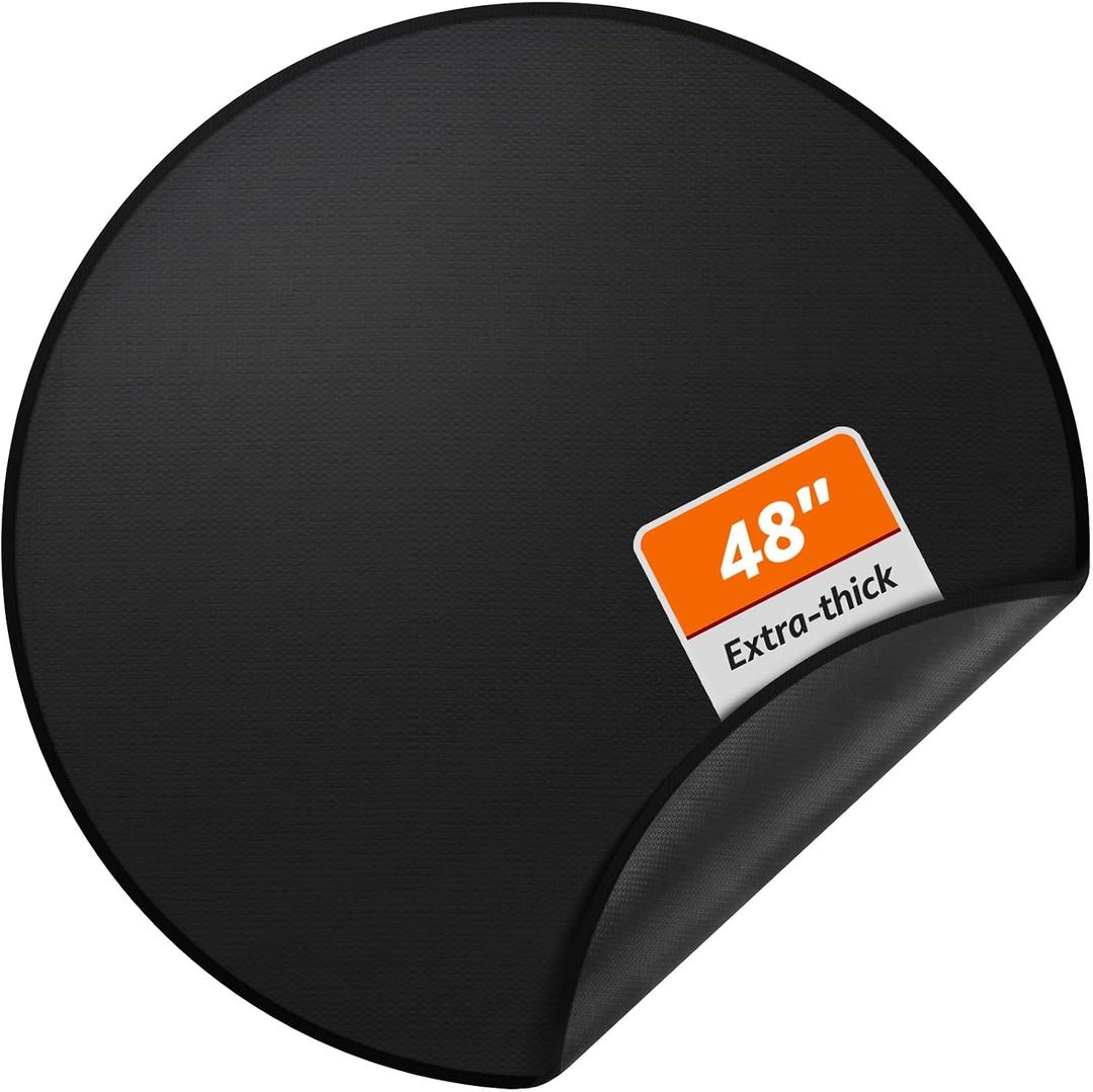 DocSafe 48" Round Fire Pit Mat, 4-Layer Fireproof Under Grill Mat Heat Insulated Indoor Fireplace Pad Protector for Decks,Patios,Grass,Solo Stove Bonfire, Reusable Oil-Proof and Waterproof, Black