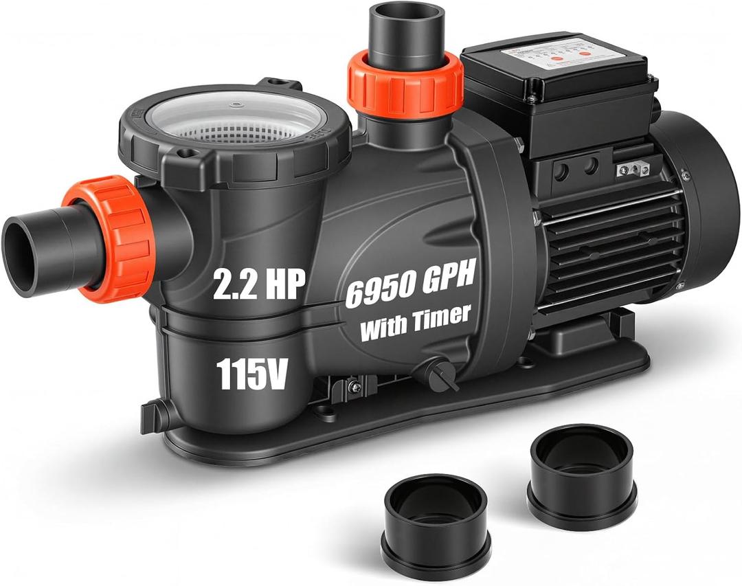 LEO In/Above Ground Pool Pump High Flow Powerful Self Priming Pool Pump,Black