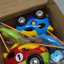Prextex 2 Pack Cartoon Remote Control Cars for Toddlers - Police Car and Race Car with Steering Wheel Controllers and Lights - Different Frequencies So Both Can Race Together - Toddler Gift 18+ Months