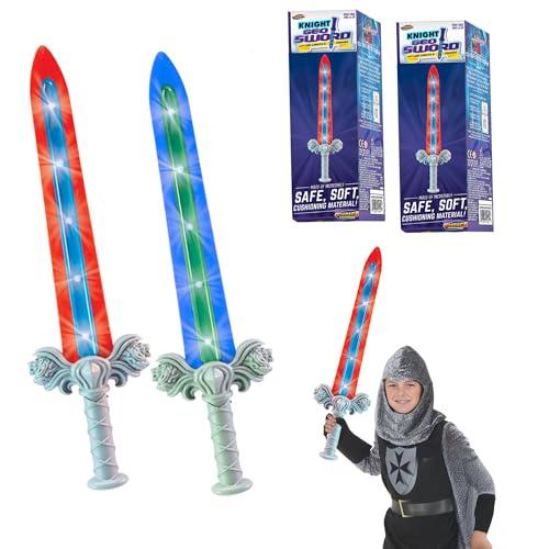 Geospace 23" Knight Geosword Soft & Safe Dueling Toy Swords - 1 Pack with Motion Activated LED Lights & Movement Battle Sounds (Green & Red)