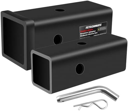 Trailer Hitch Receiver Extender Adapter Reducer Sleeve Set by Fetechmate, 3" to 2", 3" to 2-1/2", 2-1/2" to 2" Carbon Steel Extender Towing Trailer Hitch Receiver with Pin & Clip