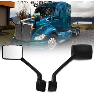 Hood Mirrors Compatible with Kenworth T680 & Peterbilt 579 587 - Black OE Replacement Pair (Left & Right)