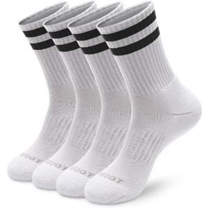 MONFOOT Men's/Women's 4-8 Pairs Athletic Cushion Crew Socks, Multipack (Medium, 09 [Stripe] White With Black Stripes)