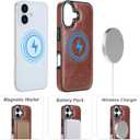 Bocasal for iPhone 17 Wallet Case Compatible with MagSafe Wireless Charging, RFID Blocking Magnetic Leather Case with Card Slots Holder Kickstand Detachable Wrist Strap 6.3 Inch (Brown)