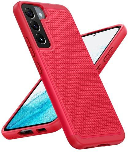 BNIUT for Samsung Galaxy S22 5G Case: Dual Layer Protective Heavy Duty Cell Phone Cover Shockproof Rugged with Non Slip Textured Back - Military Protection Bumper Tough - 6.1inch (Red)